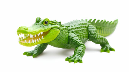 Obraz premium Alligator Toy Green Plastic Reptile Animal on White