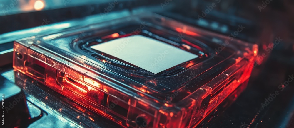 Poster close-up of transparent computer hard drive
