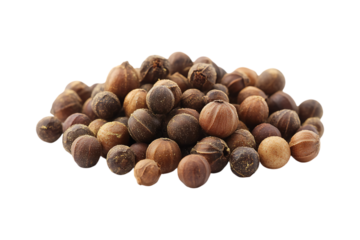 Pile of job s tears seeds on a trasparent background, close-up