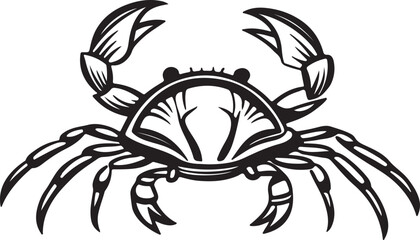 Fototapeta premium Black and white crab icon illustration on a white background, showcasing a simple vector art design