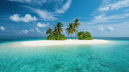 Idyllic tropical island paradise with turquoise water and pristine sand beach