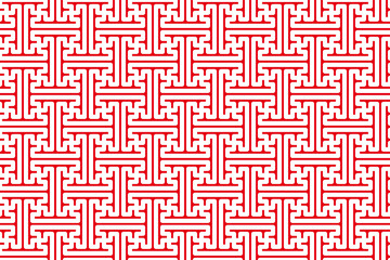幾何学的な和柄パターン「綾織」が整然と並ぶシームレスな背景素材｜中国風, 日本風, 幾何学,和柄,パターン,背景,連続模様,赤,直線,シームレス,イラスト