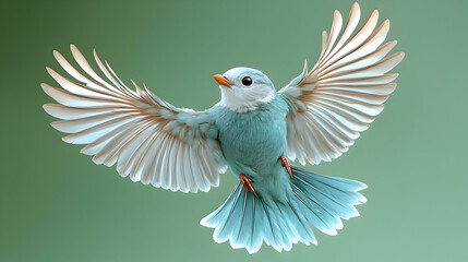 Obraz premium A Stunning Teal Bird in Flight: Digital Art of Avian Grace