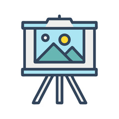 Easel with Image Icon Representing Creative Presentation and Artistic Display