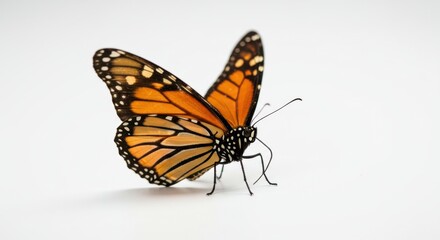 Fototapeta premium Monarch butterfly resting on white surface