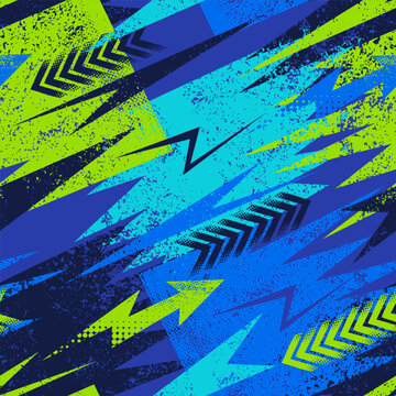 Abstract seamless chaotic pattern with urban graffiti elements, scuffed and sprays. Grunge neon texture background. Wallpaper for boys. Fashion sport style