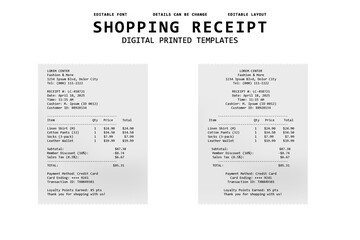 shopping reciept digital printed templates design