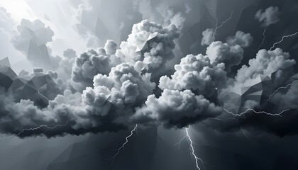 Naklejka premium Dramatic Storm Cloudscape A Black and White Artistic Depiction of a Powerful Thunderstorm