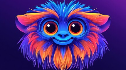 Obraz premium Vibrant Colorful Monkey Portrait: Digital Art