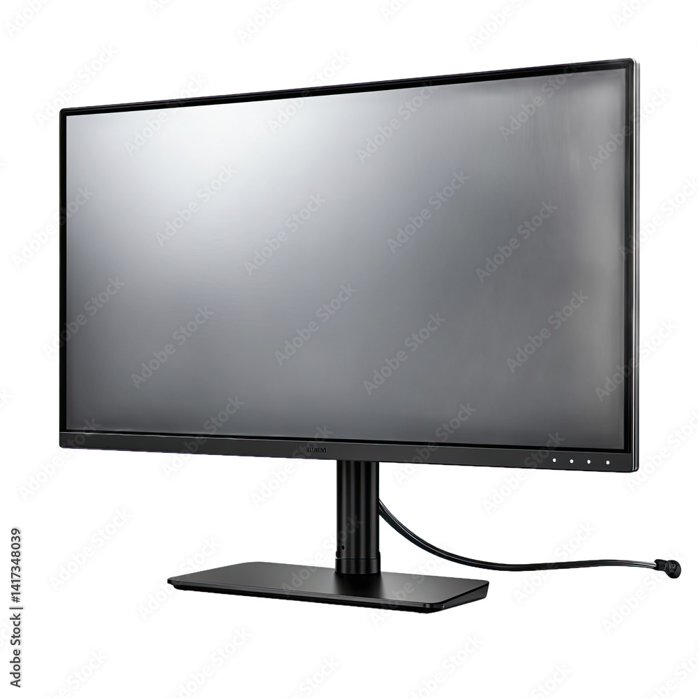 Aufkleber a flat panel computer monitor with a black frame and stand, featuring a blank screen.
