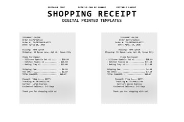 shopping reciept digital printed templates design