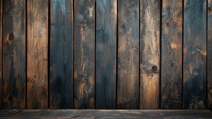 Old wooden wall with texture and shades of blue. Background for retro style, blogs, websites with vintage design.