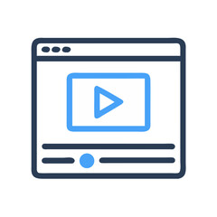 Video Player Interface Icon Representing Media Playback and Viewing