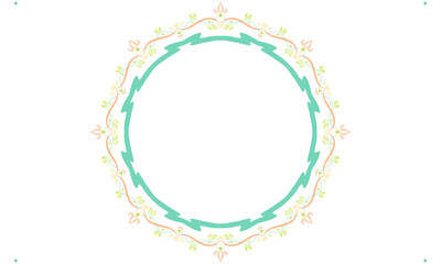 Vintage floral decoration forms a round frame with a pattern of easter eggs, perfect for a festive card design
