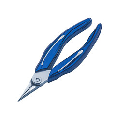 Fototapeta premium A pair of blue-handled, precision-cutting pliers, shown in an angled, close-up view.