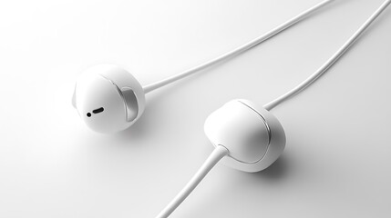 White Earbuds with Minimalist Design.