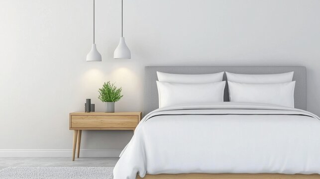 Modern Minimalist Bedroom with Neutral Tones and Cozy Decor