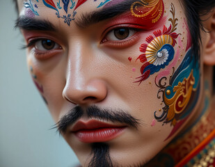 Obraz premium Face Art. Face Painting Art. Close-up portrait of a man.