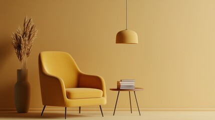 Modern Yellow Chair with Stylish Decor and Warm Wall Color