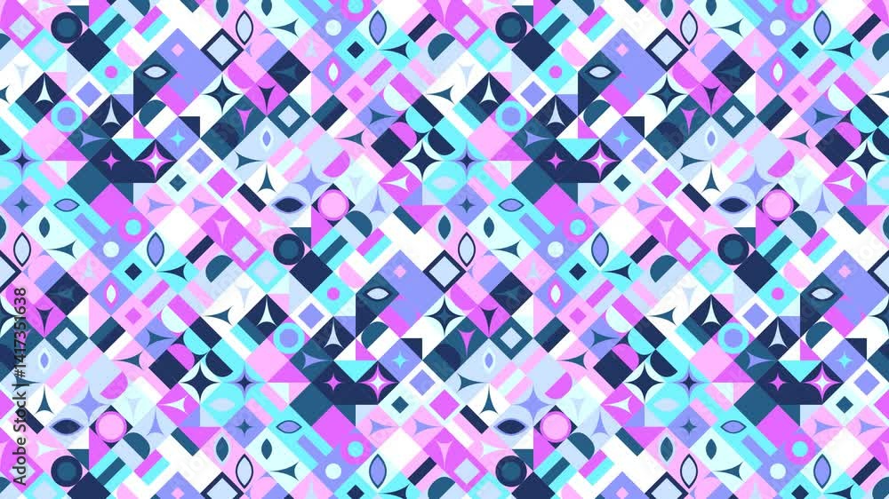 Poster colored diagonal geometrical pattern background - seamless loop animation