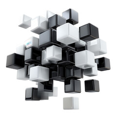 Exploring the dynamic interplay of light and shadow in a modern abstract composition of cubes on transparent background