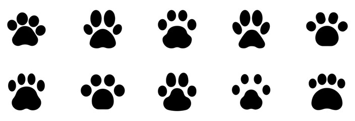 Fototapeta premium Paw icon. Paws icons. Paw icon collection. Paw print sign and symbol. Dog or cat paw. Dog, cat paw prints collection. Vector Illustration. Vector Graphic. EPS 10