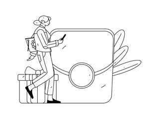 Holiday shopping people doing e-commerce online shopping flat vector concept operation hand drawn illustration
