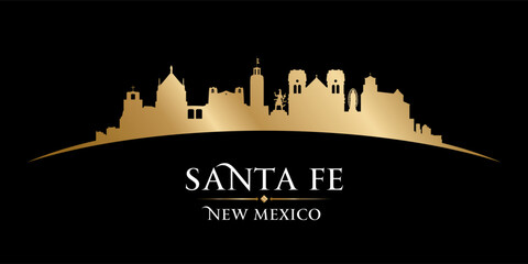 Santa Fe New Mexico city skyline silhouette black background