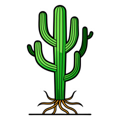 Obraz premium Elegant Saguaro Cactus Tree Design with Bold Outlines