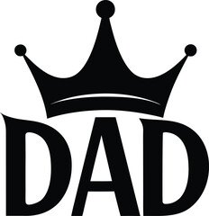 stylized crown on top of the word dad elegant icon