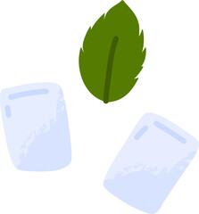 Pads of bubble gum with mint flavour Green leaves spearmint for fresh breathing Chewing gums