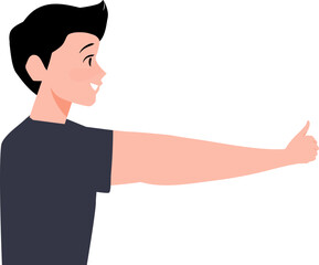 Man showing thumb up or like gestures cartoon Illustration