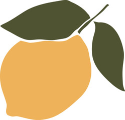 Abstract Minimalist lemon shape art print element.