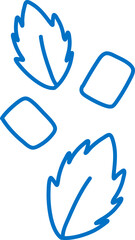 Bubble gum Chewing candy pads mint leaf coolness doodle outline