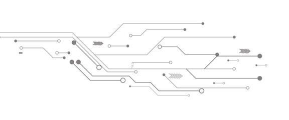 Abstract grey circuit line technology pattern on white background, futuristic vector illustration of digital circuitry design for tech background