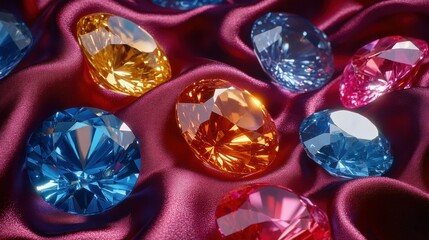 Jewels on luxurious fabric