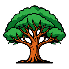  Bold Tamarind Tree Illustration with Clear Outline