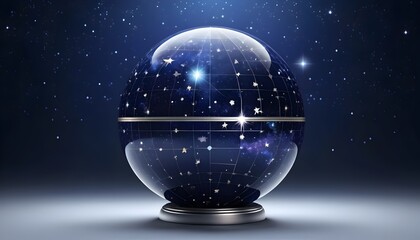 Fototapeta premium Celestial Sphere A 3D Render of the Cosmos, Stars, and Constellations in a Glass Orb