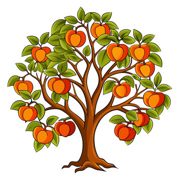  Bold Texas Persimmon Tree Illustration with Clear Outline