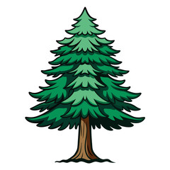  Stylish Umbrella Pine Tree Design with Strong Outlines