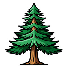  Bold Umbrella Pine Tree Illustration with Clear Outline