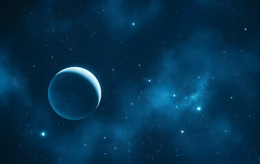 Fototapeta premium Space image of four planets gracefully dancing in a deep blue expanse, suitable for astronomy, science fiction, educational, and futuristic design projects.