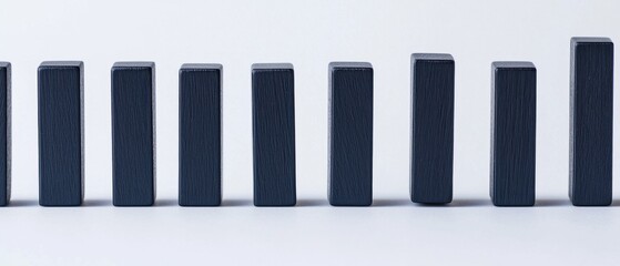 Gray Wooden Blocks Arranged in a Straight Line on a Light Background