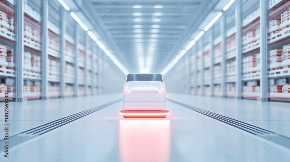 Aufkleber innovative logistics blueprint showcasing automated guided vehicles in a modern warehouse, emphasizi