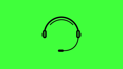Headphone icon Wireless Headphones line icon with green background.