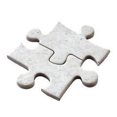 Fototapeta premium Two light gray puzzle pieces are joined, showcasing the concept of connection and problem-solving.