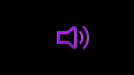 neon glowing audio music speaker icon  neon glowing sound wave effect with black background.