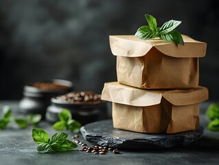 Rustic Brown Paper Bags Stack
