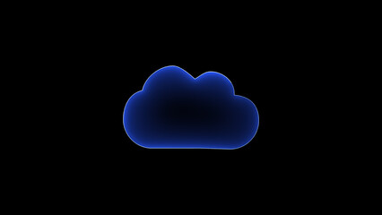 Cloud icon reflective surface dark, misty cloud with a black background