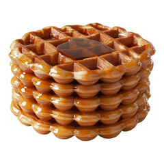 Deliciously stacked waffles topped with warm syrup create a mouthwatering breakfast delight perfect for any time of day on transparent background